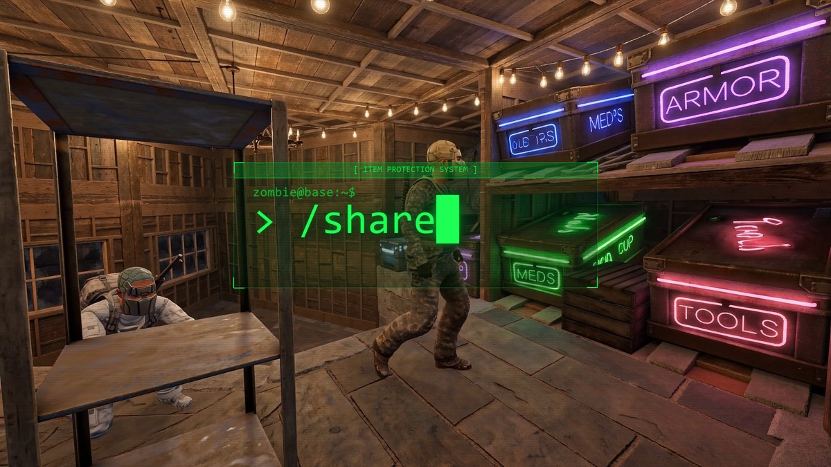 Sharing a container in-game